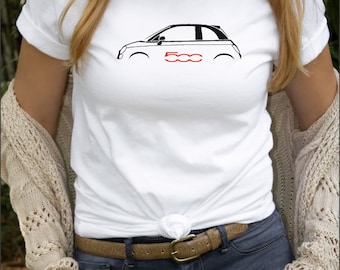 Pour inspiré Fiat 500 T-shirt voiture cadeau femmes chemise