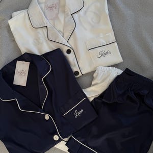 Premium Soft Satin Bridesmaid Pajamas, Matching Bridesmaid PJs, Bridal Pajamas, Personalized Bachelorette Party Gifts
