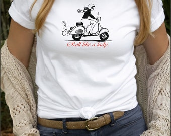 Para Vintage VESPA Camiseta Classic Scooter Mujer camiseta