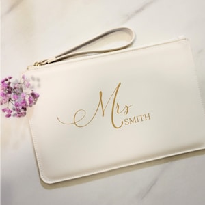 Sac d’embrayage personnalisé | Cadeau de mariée | Sac d’embrayage Mme personnalisé | sac de mariée