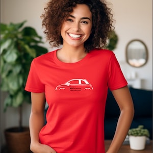 Voor Geïnspireerd Fiat 500 T-shirt Auto cadeau vrouwen Shirt afbeelding 3