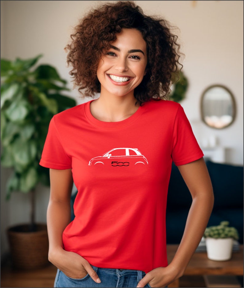 Voor Geïnspireerd Fiat 500 T-shirt Auto cadeau vrouwen Shirt afbeelding 3