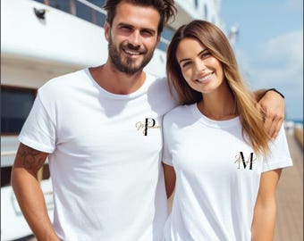 Custom Couple Shirt | Personalized Letters Name Combi T-shirt | Personalised Valentines day Tshirt | Anniversary Gift, Engagements