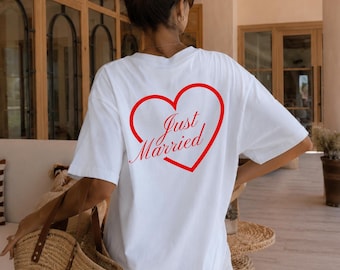 T-Shirt „Frisch verheiratet“, Braut-Shirt, T-Shirt für Frischvermählte, Verlobungsgeschenk, Flitterwochen-Shirt, Hochzeits-T-Shirt, T-Shirt „Ehefrau-Vibes“