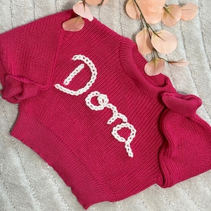 Personalized Hand Embroidered Sweater For Babies, Toddlers, Kids | Custom Baby Sweater | Floral Initial Sweater