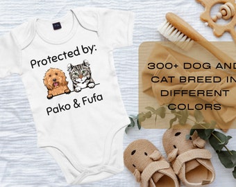 Gepersonaliseerde hond en kat baby PREMIUM bodysuit, aangepaste baby bodysuit, kraamcadeau, gepersonaliseerde baby onesie