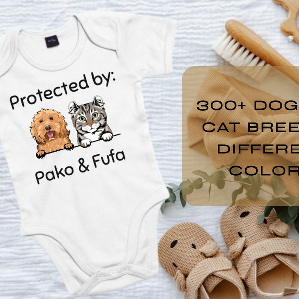 Personalisierter Hund und Katze Baby PREMIUM Body, personalisierter Baby Body, Baby Shower Geschenk, personalisierte Baby Body