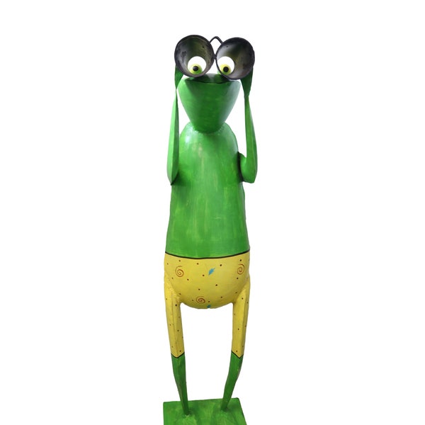 Frosch Zaungucker Fernglas Figur Metall 130cm grün 211856