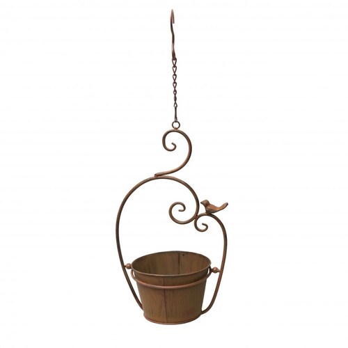 Hanging basket, hanging basket, flower pot, planter, pot, plant basket, metal, brown SW190109