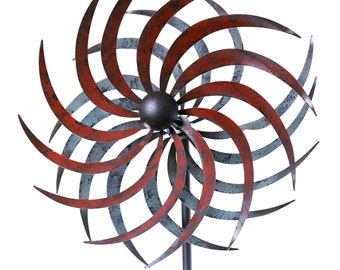 XL Rankstab Windrad Windspiel Sonne Gartendeko Metall rot schwarz spirale Gartenstab  175 cm 213728