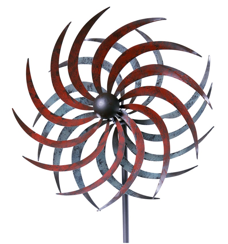 XL trellis pinwheel wind chime sun garden decoration metal red black spiral garden rod 175 cm 213728 image 1