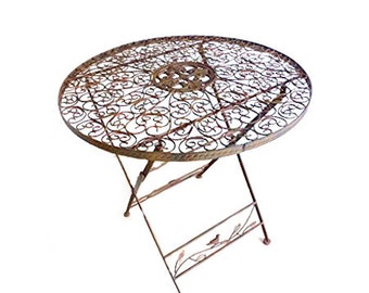 Metal garden table folding table metal table decorative table iron table garden terrace garden decoration table metal brown round 70 cm WK070828