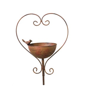 Trellis bird bath feed bowl trellis decorative rod garden metal garden decoration garden stake rust look brown H 140 cm SW150077