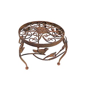 Metal flower stool flower stand side table stool metal stool metal brown round WK070808 Large