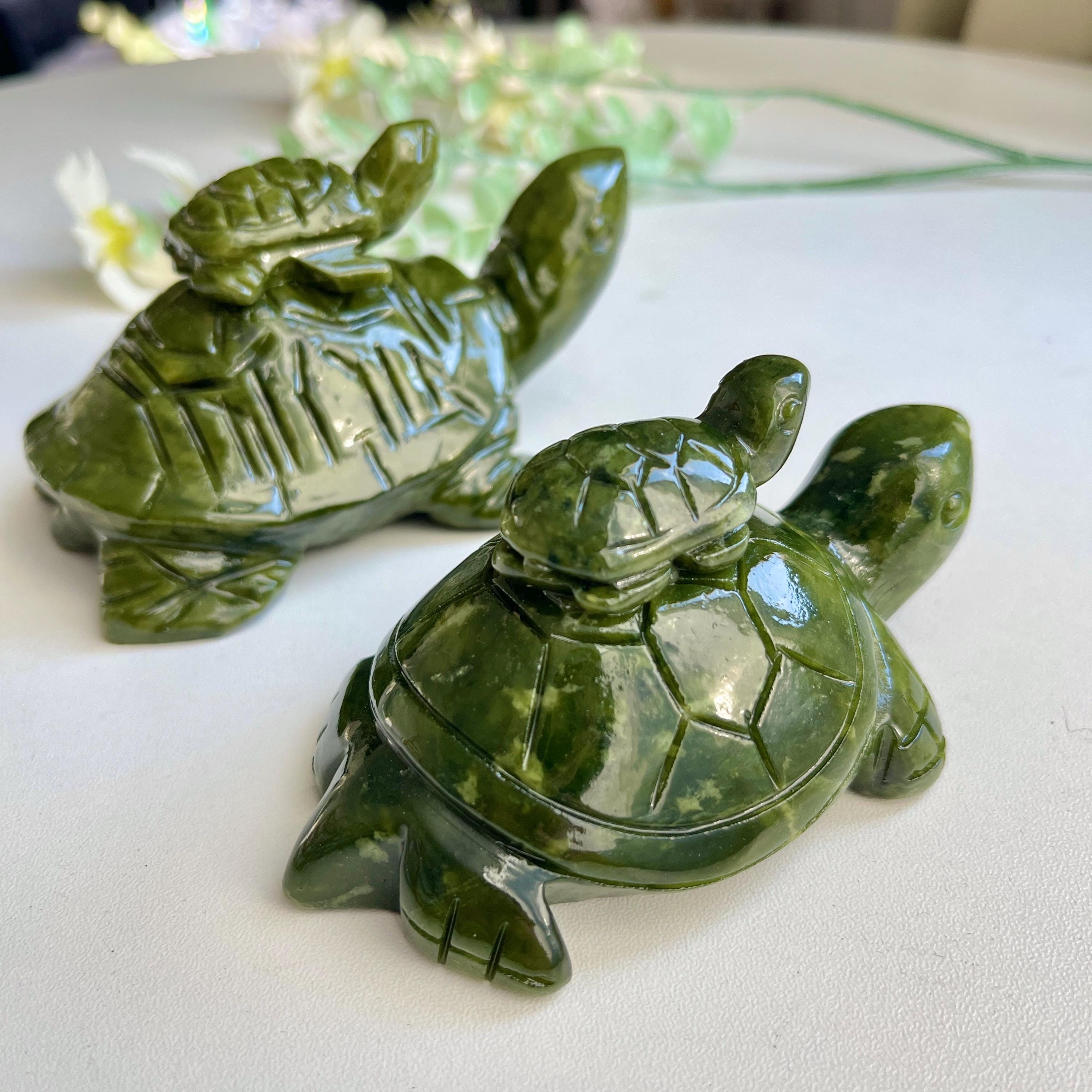 Green Jade Turtle Carving, Crystal Animal, Home Decor - Etsy