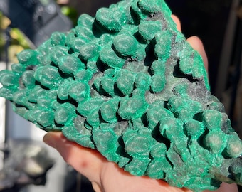 Narrow Velvet Cat Eye Malachite Specimen, Raw Malachite Specimen, Malachite Crystal, Mineral Collection