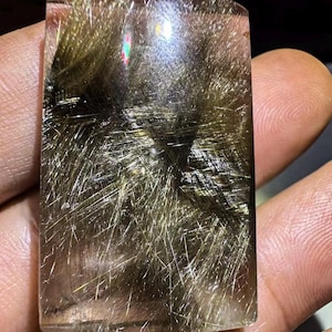Natural Champagne Silver Rutilated Quartz Cabochon, Collector&#39;s Edition Crystal Jewelry, Icy Elegant, Anniversary Gift