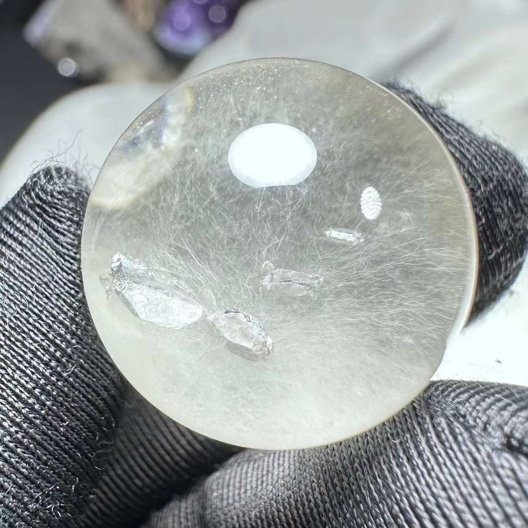 Rare Rabbit Hair Rutilated Quartz Crystal Sphere, Quartz in Quartz Inclusion, High Quality
