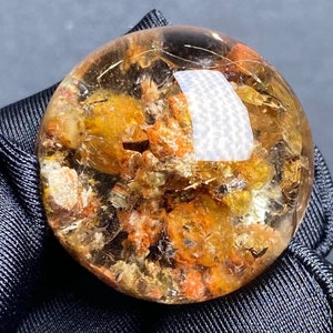 Orange Dioptas mit Calcit Quarz, Dioptas Garten Einschluss, runder Kristall Anhänger, Schmuck machen