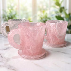 Natrual Valentine‘s Gift Rose Quartz Heart Coffee Mug, Custom Text Amethyst Crystal Cup, Love Stoneware, Her Spiritual Birthday Gift