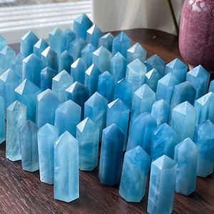 Aquamarine Carved Tower Carving , Natural Aquamarine Points , Polished Point , Aquamarine Tower Point Obelisk , Birthday Gift