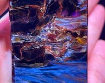 Natural Blue Pietersite Cabochon, Flashy Chatoyant Pietersite, Flat Back Loose Gemstone for Jewelry Making