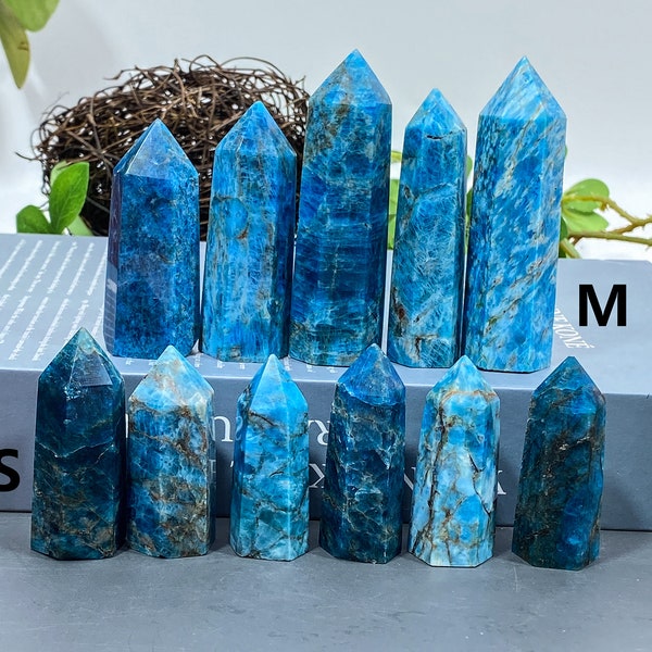 Blue Apatite Point Tower Obelisk , Crystal Wand Point , Spiritual Healing Meditation Chakra Crystal , Birthday Gift , Special Gifts