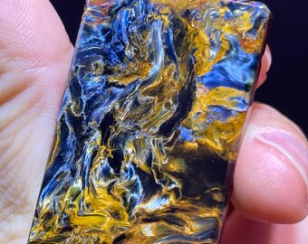 Natural Blue Pietersite Cabochon, Flashy Chatoyant Pietersite, Flat Back Loose Gemstone for Jewelry Making, Rectangle Cabochon for Pendant