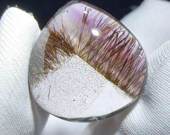 Yellow Super Seven Phantom Quartz Cabochon, Pink Purple Scepter Quartz, Amethyst Quartz, Making Jewelry, Anniversary Gift