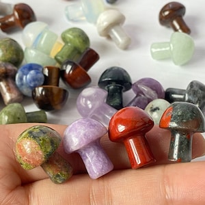 Mushroom Gemstones Crystal Carving , Home Decoration , Crystal Gift , Handmade , Calming & Healing Energy , Crystal Grids