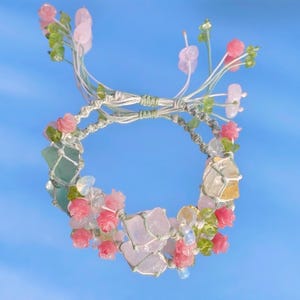 Macrame Gemstone Bracelet, Multi Colour Healing Crystals