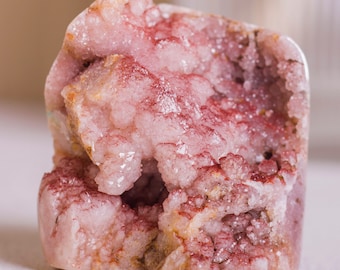 Pink Amethyst Druzy Geode, Cut Base Mineral Specimen