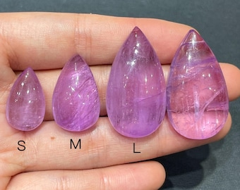 Rare Kunzite Waterdrop-shaped Cabonchon, DIY Crystal Kunzite, Jewelry Making, Crystal Carvings Collection, Birthday Gift