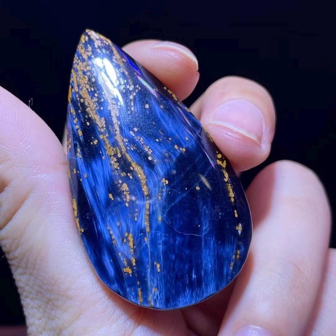 Rare Natural Blue Fire Pietersite Fancy Cabochon, Natural Pietersite Teardrop Cabochon, High Quality Healing Gemstone, Unique Birthday Gift