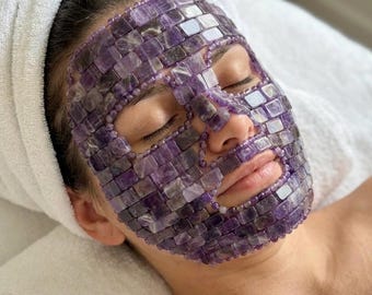 Crystal Face Mask, Healing Gemstone Facial Mask, Spa Gift, Cooling Crystal Facial Massage for Puffiness