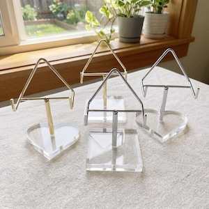Crystal Mineral Display Stand - Adjustable Metal & Acrylic Base, Premium Mineral Specimen Holder