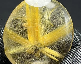 Natural Golden Rutilated Quartz Water Drop Cabochon Crystal, Needles Rutilated Inclusions, Rutilated Quartz, Making Jewelry