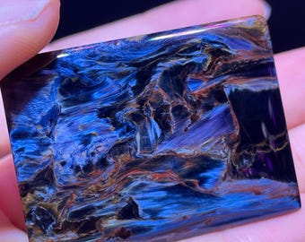 Raro cubo cabochon di pietersite blu fuoco naturale, pietra preziosa di pietersite di alta qualità per la creazione di gioielli, regalo splendido, coraggio, concentrazione