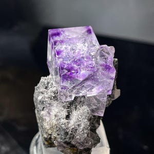 Yaogangxian Purple Fluorite Cube With Rainbow, Fluorite On Quartz, Minerals Specimen, Calm And Communication, Mineral Collection, Home Decor