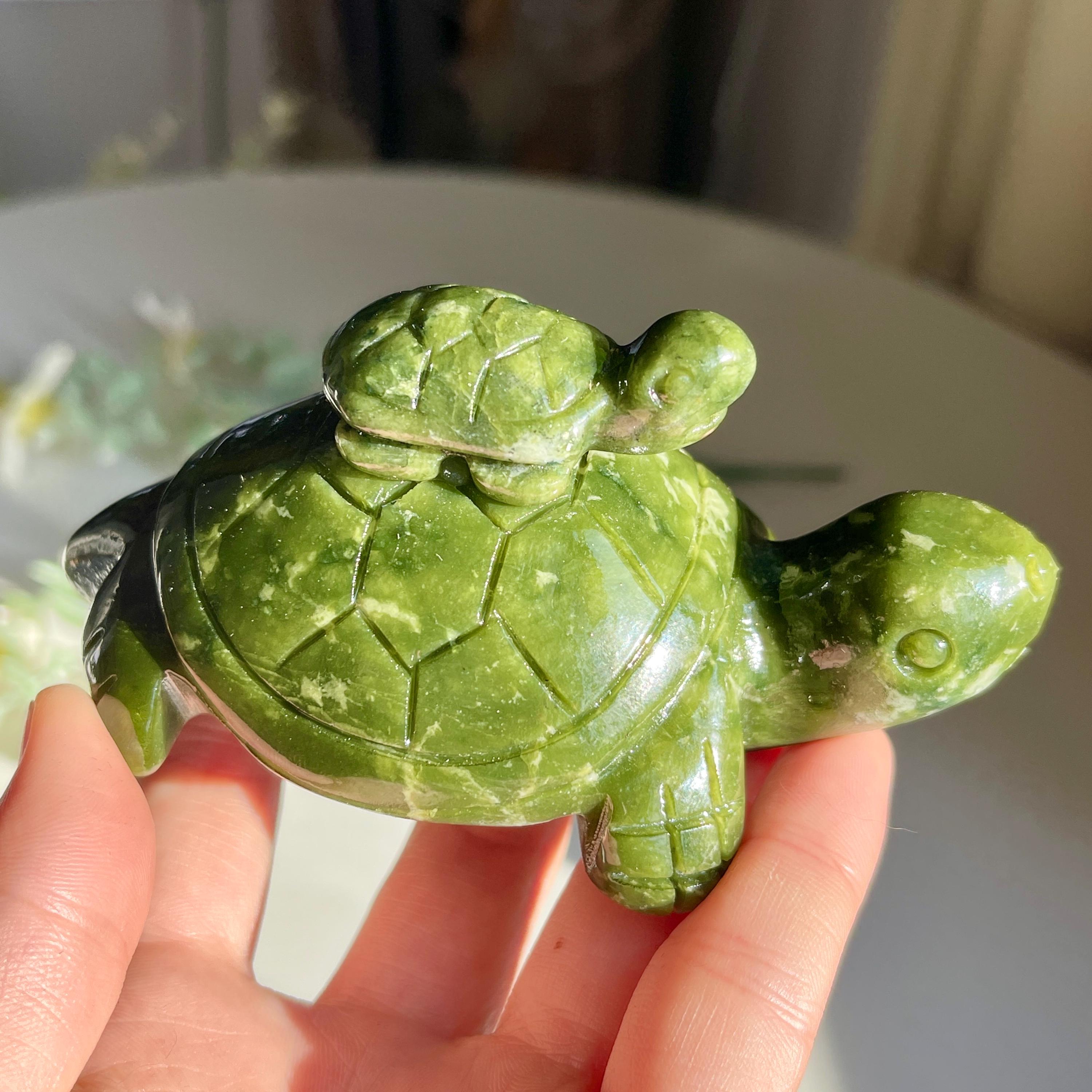 Green Jade Turtle Carving, Crystal Animal, Home Decor - Etsy