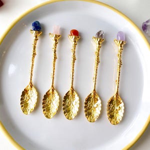 Crystal Chip Tea Spoon, Crystal Witch Spoon, Crystal Apothecary Spoon, Vintage Copper, Altar Tool, Gemstone Spoon, Birthday Gift