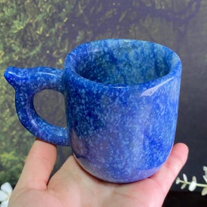 High Quality Handcrafted Sculpted Mug in Natural Crystal, Gemstone Cup, Sodalite Mug, Aventurine Cup, Home Decor, Birthday Gift