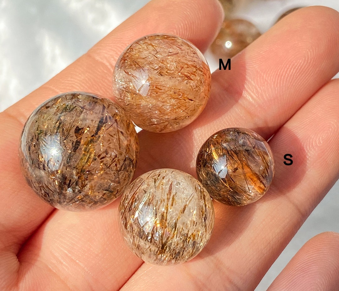 Rutile in Quartz Sphere , Collector Sphere , Natural Black Gold Super 7