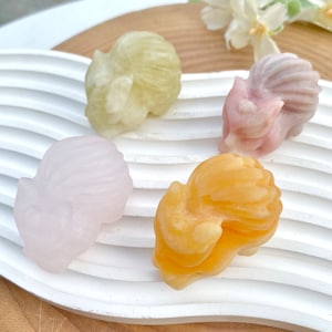 Crystal Quartz Nine-tailed Fox Carvings, Hand Carved Crystal Fox, Crystal Animal, Gemstone Fox, Home Decor