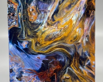 Cabochon di Pietersite Blu Naturale, Pietra della Tempesta Rettangolare per la Creazione di Gioielli, Gemma con Motivo a Vortice Cangiante