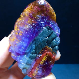 Auralite 23 Purple Titanium Fox Pendant, Feng Shui Energy Amplifier for Wealth Prosperity, Power of 23 Minerals for Chakra Balance