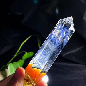 Torre di quarzo Blue Needle, collezione di cristalli Reiki, decorazione per la casa, regalo per la mamma