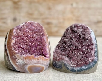 Druzy Purple Amethyst Geode Cut Base, Healing Heart Chakra, Brazil Amethyst, Birthday Gift, Mineral Specimens, Anniversary Gifts