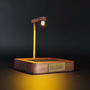 Houten standaard voor mineraalmonster, houten houder voor figuurweergave, kristallen houten beursstand met lichte, aanpasbare tekst