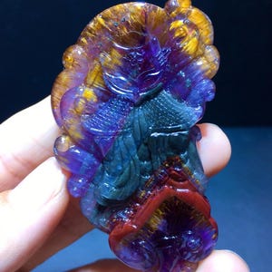 Auralite 23 Purple Titanium Fox Pendant, Feng Shui Energy Amplifier for Wealth Prosperity, Power of 23 Minerals for Chakra Balance